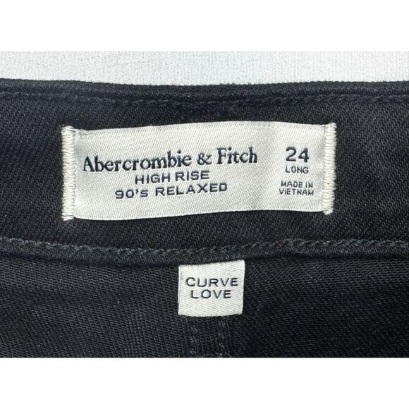 NWT Abercrombie & Fitch Women's High Rise 90s Relaxed Black Jeans - 24L (25x33) - Picture 4 of 6